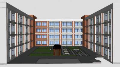 防腐木廊架和树池SU模型下载_sketchup草图大师SKP模型