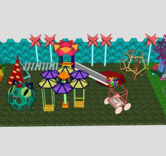 室外儿童游乐设施SU模型下载_sketchup草图大师SKP模型