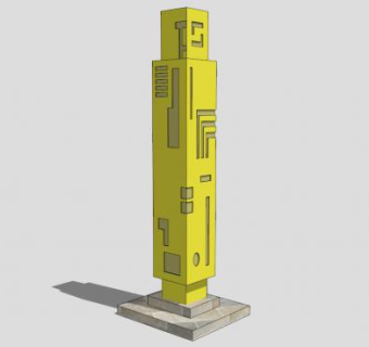 景区黄色路灯LED灯柱SU模型下载_sketchup草图大师SKP模型