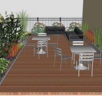 户外大阳台屋顶花园SU模型下载_sketchup草图大师SKP模型