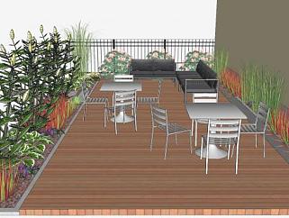 户外大阳台屋顶花园SU模型下载_sketchup草图大师SKP模型