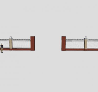 现代普通的围墙SU模型下载_sketchup草图大师SKP模型