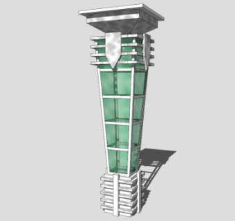 景区创意简约路灯灯柱SU模型下载_sketchup草图大师SKP模型