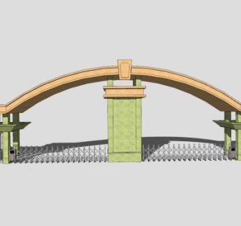 厂区进出大门口两扇门SU模型下载_sketchup草图大师SKP模型