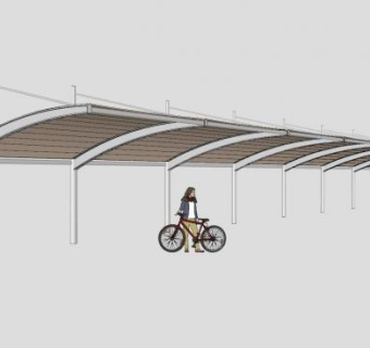 单车停车棚SU模型下载_sketchup草图大师SKP模型