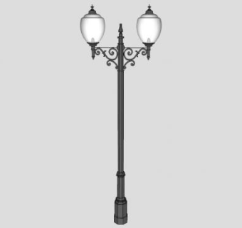 花园小区欧式街灯路灯SU模型下载_sketchup草图大师SKP模型