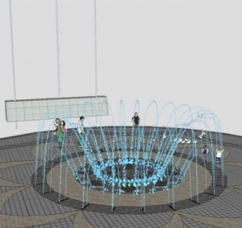 升旗台旱喷泉SU模型下载_sketchup草图大师SKP模型