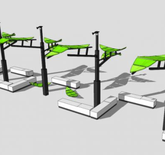 简约公园景区街道路灯SU模型下载_sketchup草图大师SKP模型