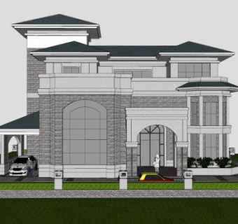 欧式自建别墅建筑SU模型下载_sketchup草图大师SKP模型