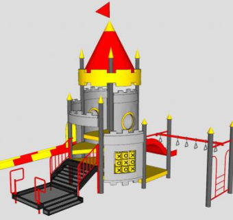 儿童游乐城堡设施SU模型下载_sketchup草图大师SKP模型