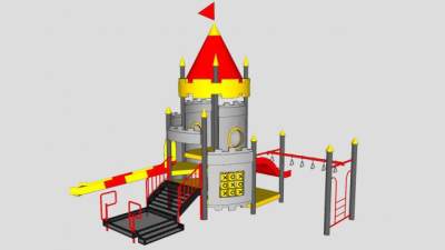 儿童游乐城堡设施SU模型下载_sketchup草图大师SKP模型