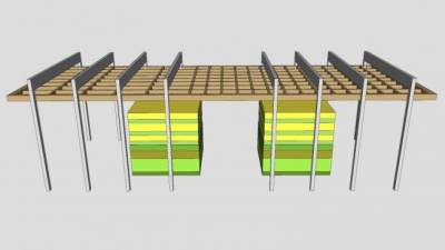 景观木制廊架小品SU模型下载_sketchup草图大师SKP模型