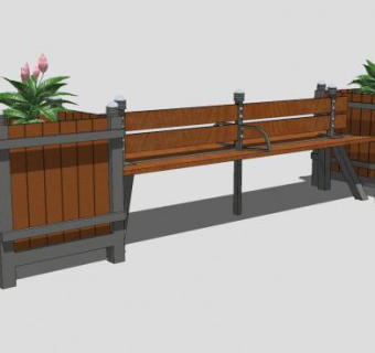 欧式户外景观座椅长椅花箱SU模型下载_sketchup草图大师SKP模型