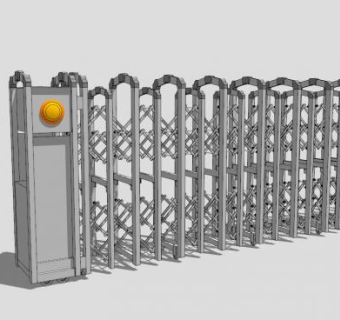 电动伸缩门栏杆SU模型下载_sketchup草图大师SKP模型
