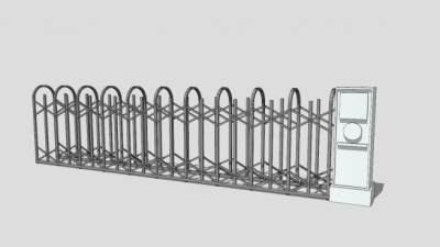 景区电动伸缩门栏杆SU模型下载_sketchup草图大师SKP模型