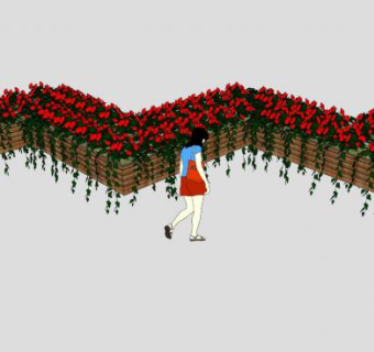 木制花箱植物商业街单品SU模型下载_sketchup草图大师SKP模型