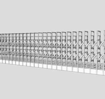 景区大门伸缩门栏杆SU模型下载_sketchup草图大师SKP模型