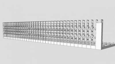 景区大门伸缩门栏杆SU模型下载_sketchup草图大师SKP模型