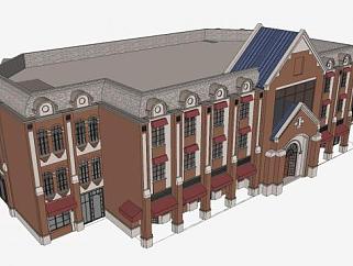 欧式教会堂楼房建筑sketchup模型下载_sketchup草图大师SKP模型