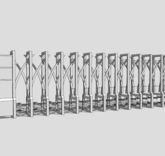 大门伸缩门栏杆SU模型下载_sketchup草图大师SKP模型
