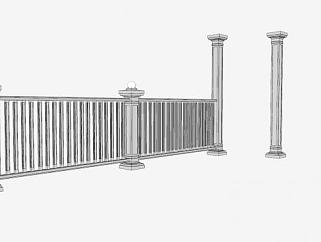 石护栏和石柱子罗马柱SU模型下载_sketchup草图大师SKP模型