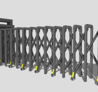 大门伸缩门SU模型下载_sketchup草图大师SKP模型