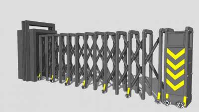 大门伸缩门SU模型下载_sketchup草图大师SKP模型