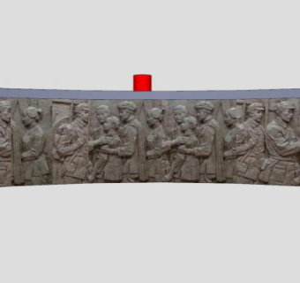 红军革命纪念弧形景墙石柱SU模型下载_sketchup草图大师SKP模型