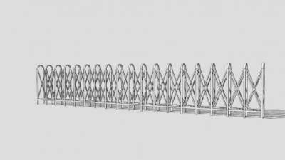 公司自动伸缩门栏杆SU模型下载_sketchup草图大师SKP模型