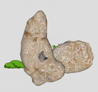 置石景观石头SU模型下载_sketchup草图大师SKP模型