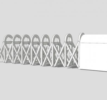 小区大门电动伸缩门栏杆SU模型下载_sketchup草图大师SKP模型