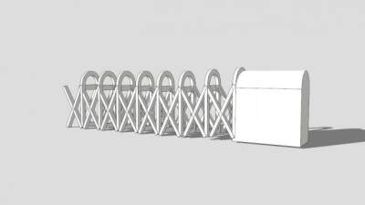 小区大门电动伸缩门栏杆SU模型下载_sketchup草图大师SKP模型