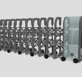 公园景区自动伸缩门SU模型下载_sketchup草图大师SKP模型