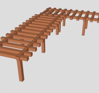 木制廊架花架sketchup模型下载_sketchup草图大师SKP模型