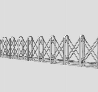 门卫伸缩门栏杆SU模型下载_sketchup草图大师SKP模型