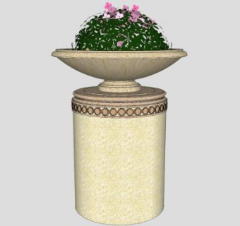 花钵景观SU模型下载_sketchup草图大师SKP模型