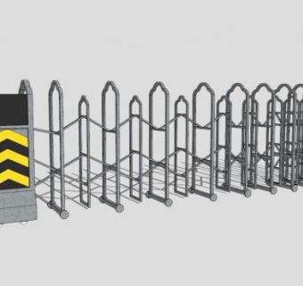 公园景区大门伸缩门SU模型下载_sketchup草图大师SKP模型