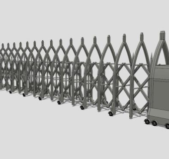 大门电动伸缩门SU模型下载_sketchup草图大师SKP模型