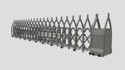 大门电动伸缩门SU模型下载_sketchup草图大师SKP模型