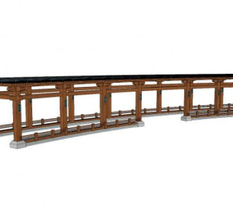 双臂廊架防腐木结构SU模型下载_sketchup草图大师SKP模型