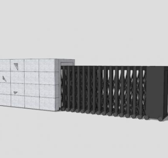 校园景区大门电动伸缩门SU模型下载_sketchup草图大师SKP模型