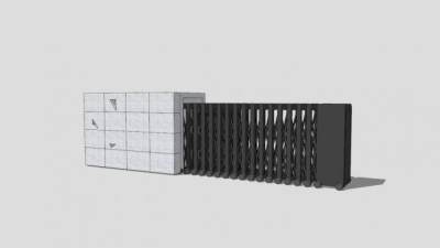 校园景区大门电动伸缩门SU模型下载_sketchup草图大师SKP模型