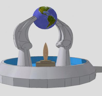 爱护地球雕塑喷泉SU模型下载_sketchup草图大师SKP模型