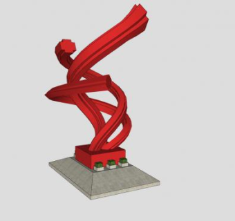 红色景观雕塑小品SU模型下载_sketchup草图大师SKP模型