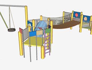 现代儿童游乐滑梯设施SU模型下载_sketchup草图大师SKP模型