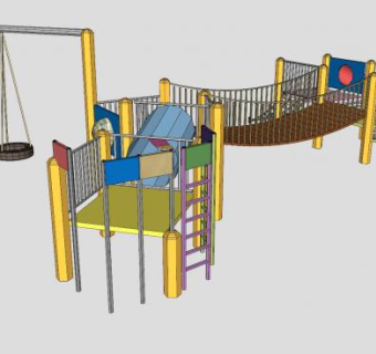 现代儿童游乐滑梯设施SU模型下载_sketchup草图大师SKP模型