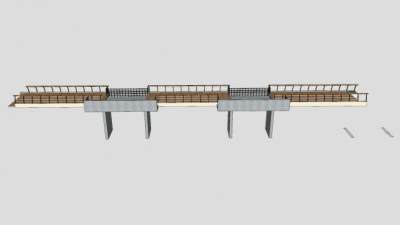 现代木石混合观景桥SU模型下载_sketchup草图大师SKP模型