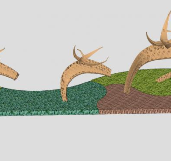 创意木制雕塑景观小品SU模型下载_sketchup草图大师SKP模型