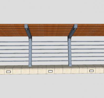 公园廊架座椅SU模型下载_sketchup草图大师SKP模型