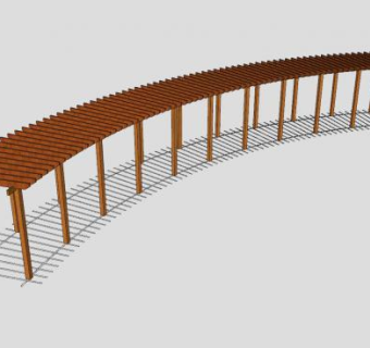 弧形木制廊架SU模型下载_sketchup草图大师SKP模型